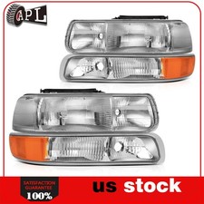 For 2003 2004-2006 Chevrolet Suburban 2500 8.1l Headlights Chrome Headlamps Pair