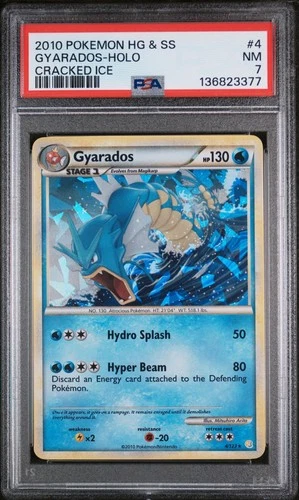 2010 Pokemon Heartgold and Soulsilver Holo Cracked Ice Gyarados #4 PSA 7