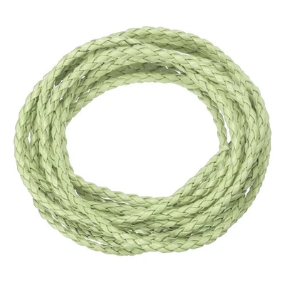 Cordons en cuir tressé, bracelet rond en cuir, colliers (3 mm, 2 yards, vert) - Photo 1/4