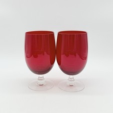 Fostoria Fascination Ruby Red Iced Tea Glasses Set of 2 Vintage 5 5/8