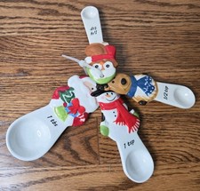 Christmas Measuring Spoons Set of 4 Ceramic Santa Reindeer Snowman