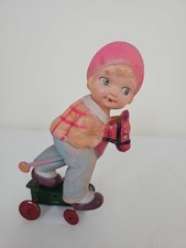 Very Very Rare Japan Celluloid Wind Up, Girl On Hobby Horse.