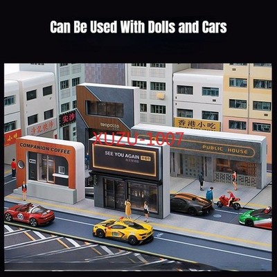 Diorama 1/64 Car Garage Model LED Lighting Backdrop Display Scene Building Model