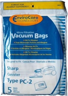 EnviroCare Vacuum Cleaner Dust Bags fit Sharp Type PC-2 Canisters 5 pack