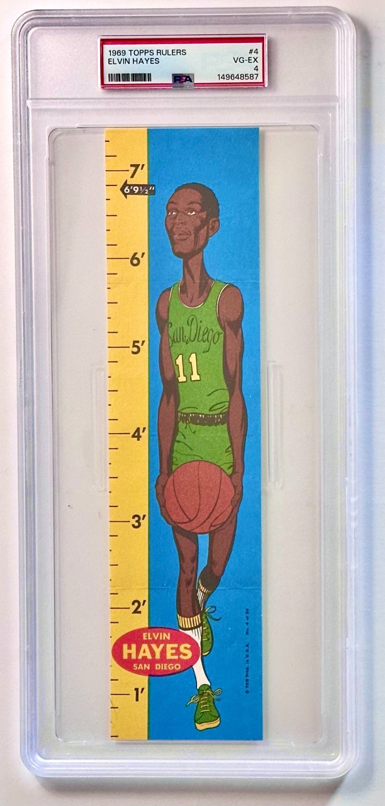 Vintage Oversized Topps Ruler Card #4 ELVIN HAYES ROOKIE ('69)-PSA Grade 4 VG-EX view 1