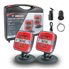 2x Wireless Trailer Lights Magnetic LED Tow Light Turn Signal Brake Reverse Stop