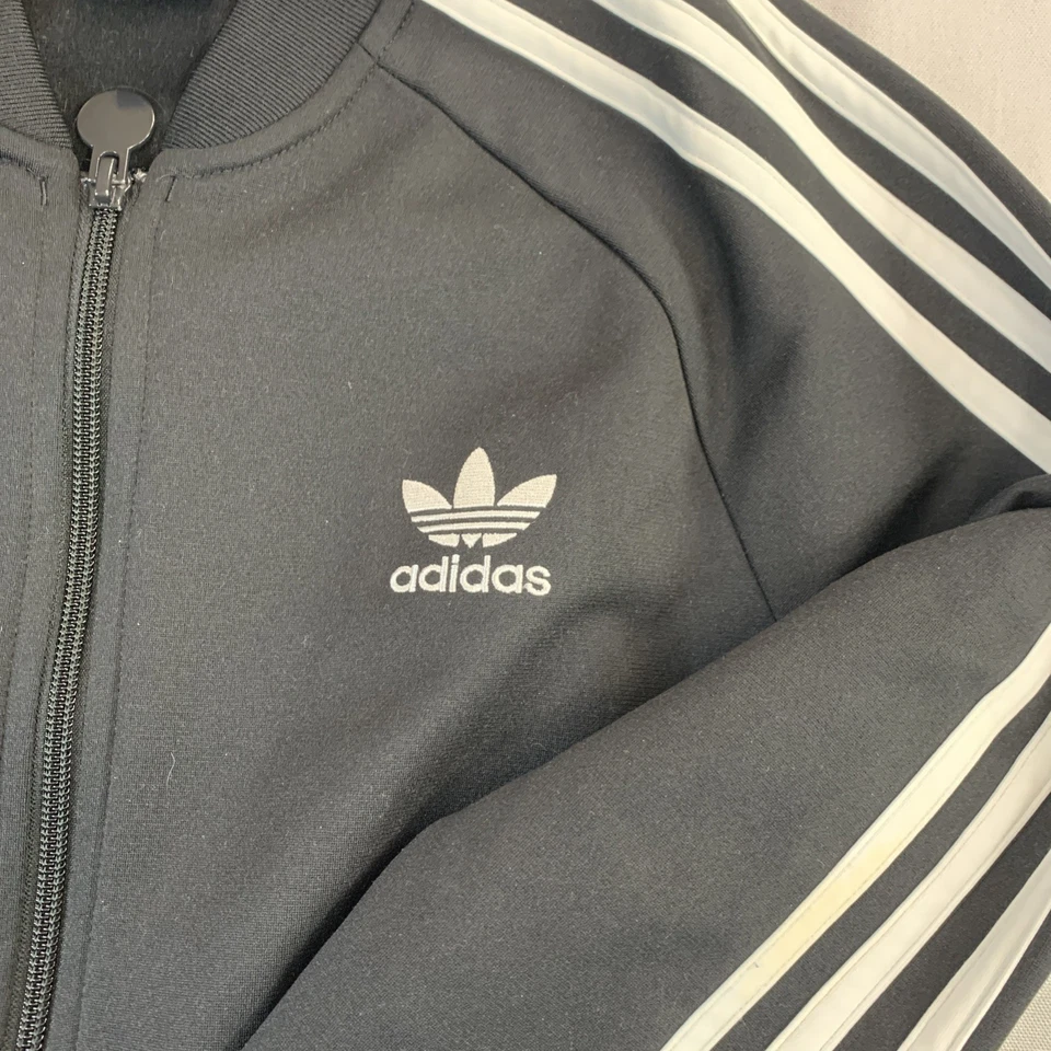 Adidas Women’s Vintage Trifoil Black Zip Track Jacket Three White Stripes L  - Image 2 of 4