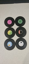 A Retro Style Set of 6 Vinyl Record Coasters In Original Record Sleeve Style Box