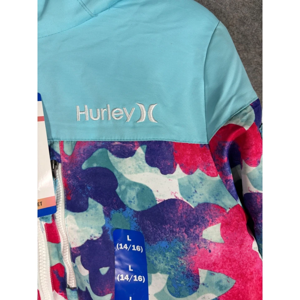 Hurley Jóvenes Niñas Chaqueta para Nieve Rosa Azul Camuflaje Abrigo Abombado con Capucha L (14/16) Foto 4 de 4