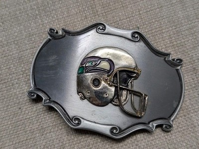 vintage 1970s belt buckle SEATTLE SEAHAWKS football helmet NFL metal WESTERN