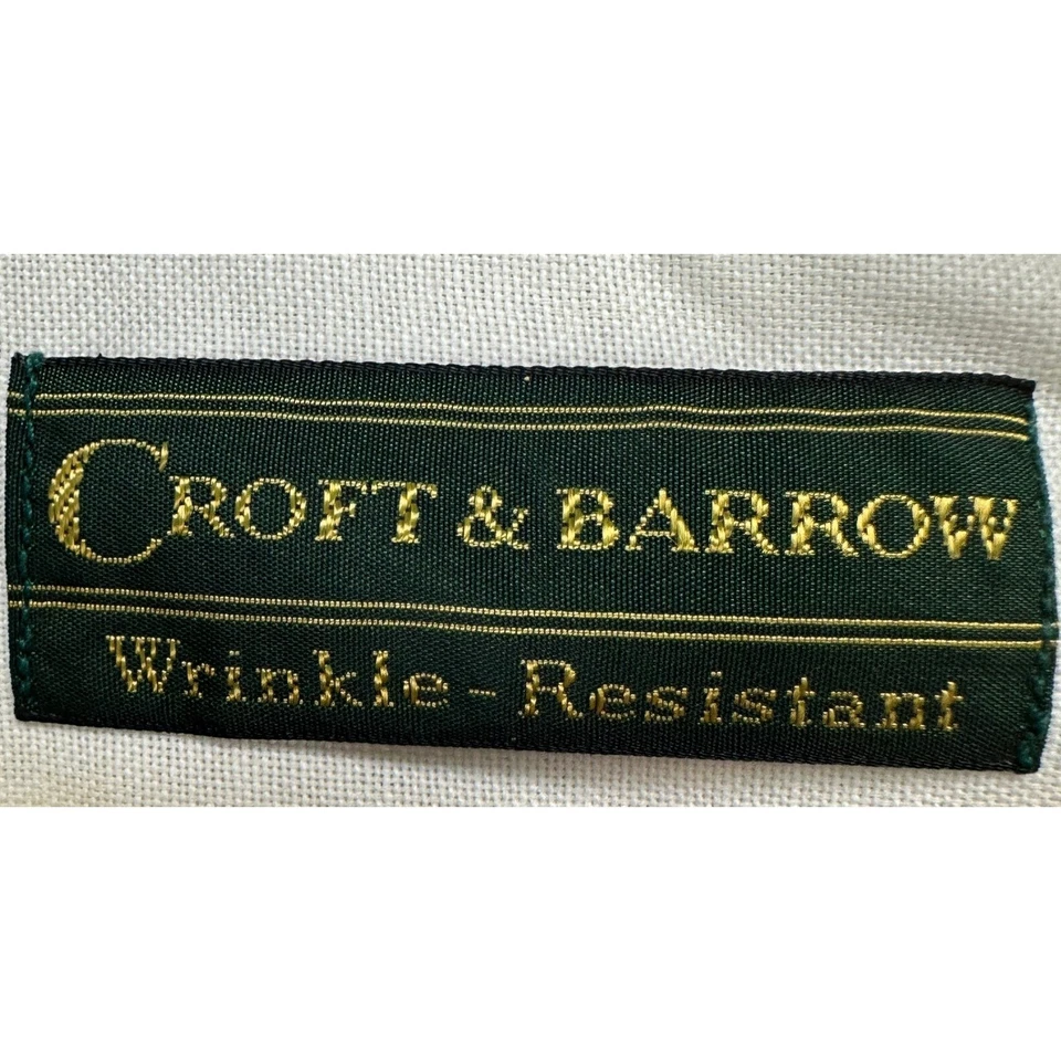 Croft Barrow Shirt Dress Men 15.5 34-35 Cream Long Sleeve Button Down Pocket NEW - Image 4 of 4