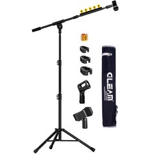 Microphone Stand with Boom Arm, Carrying Bag, Clips  Adapter for Stage Use