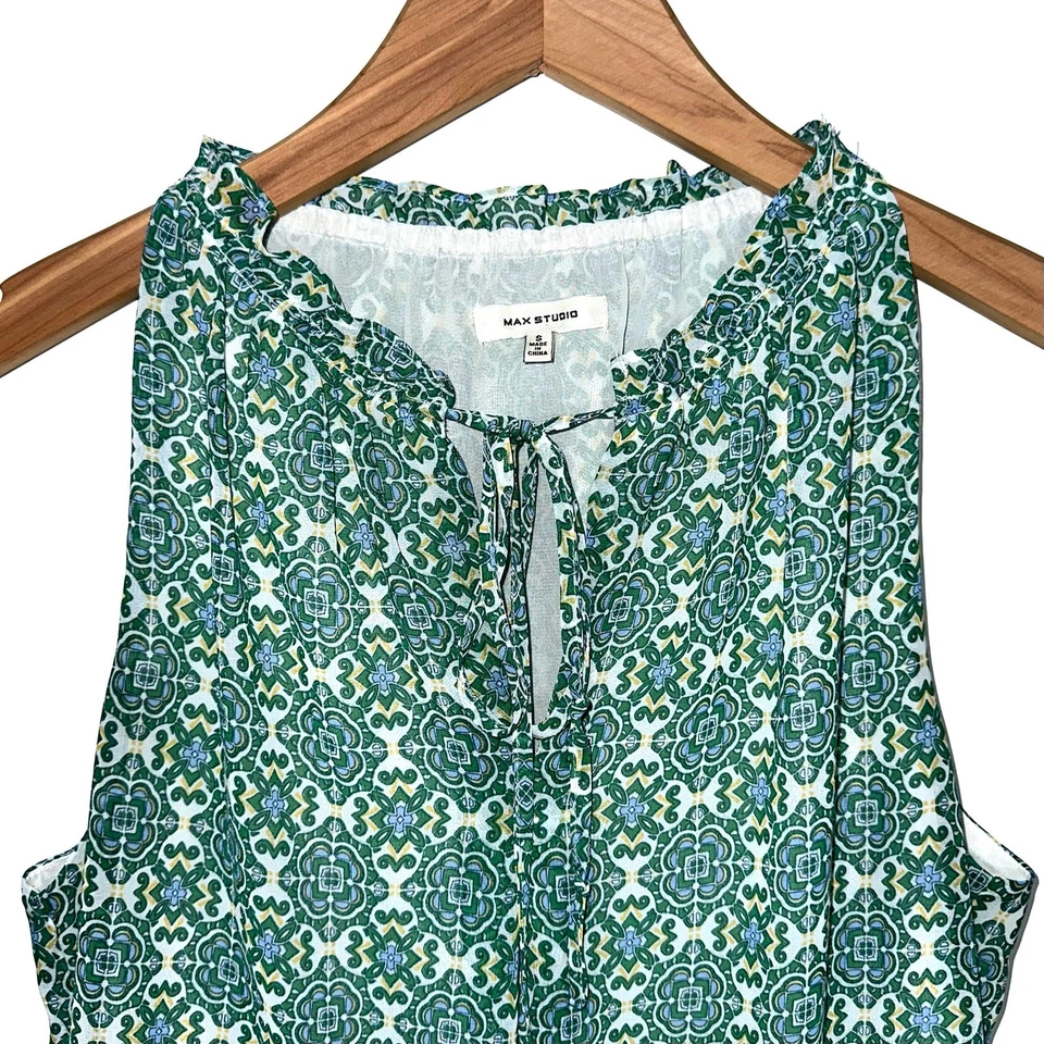 Blusa Max Studio verde con estampado sin mangas talla pequeña Foto 2 de 4