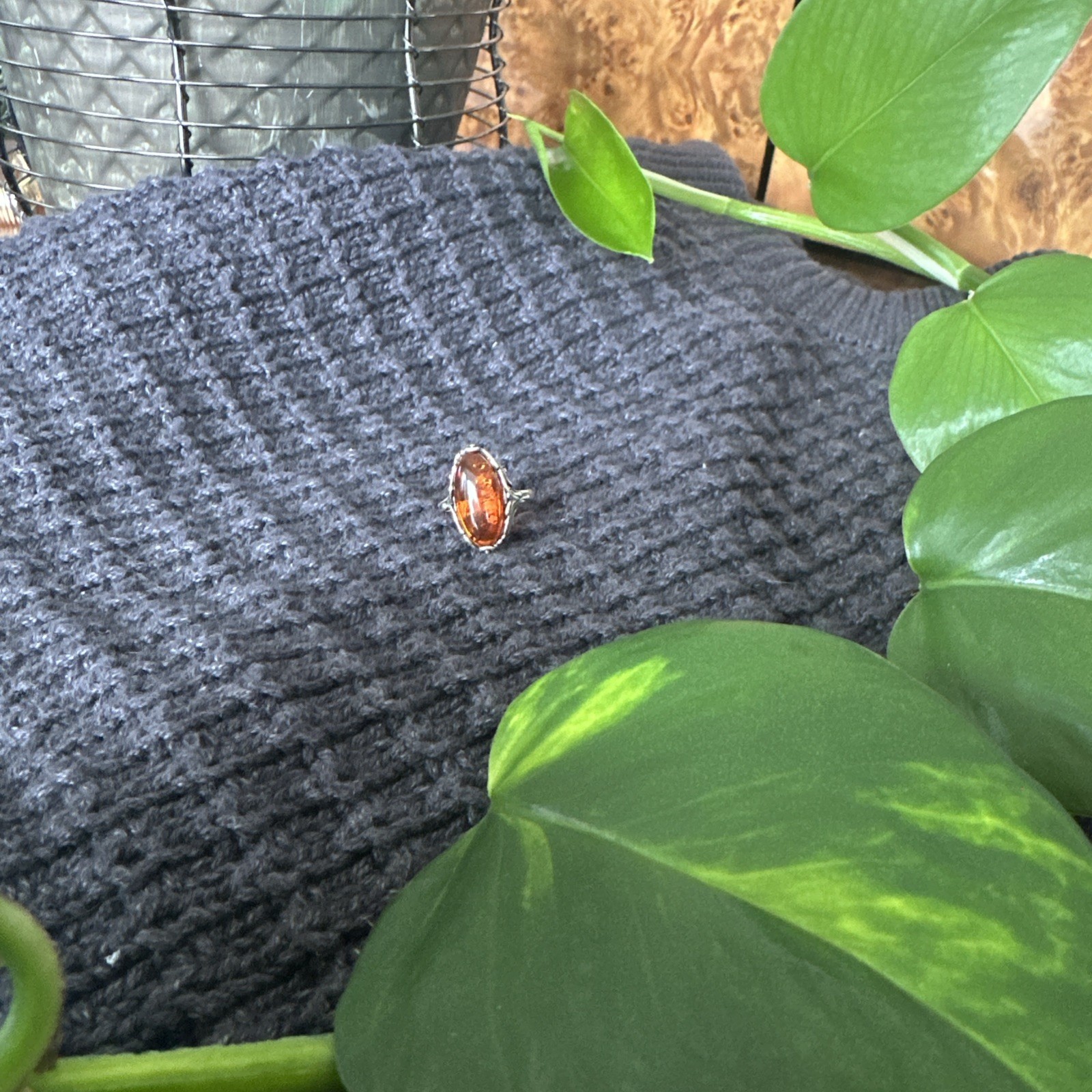 Amber Sterling Silver Ring - image 4