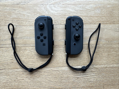 Nintendo Switch Right & Left Joy-Con Black With Wrist Straps For Parts Repair