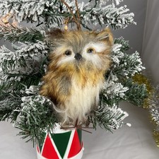 Christmas Ornament-Gray Brown White Owl Christmas Ornament- The Bridge