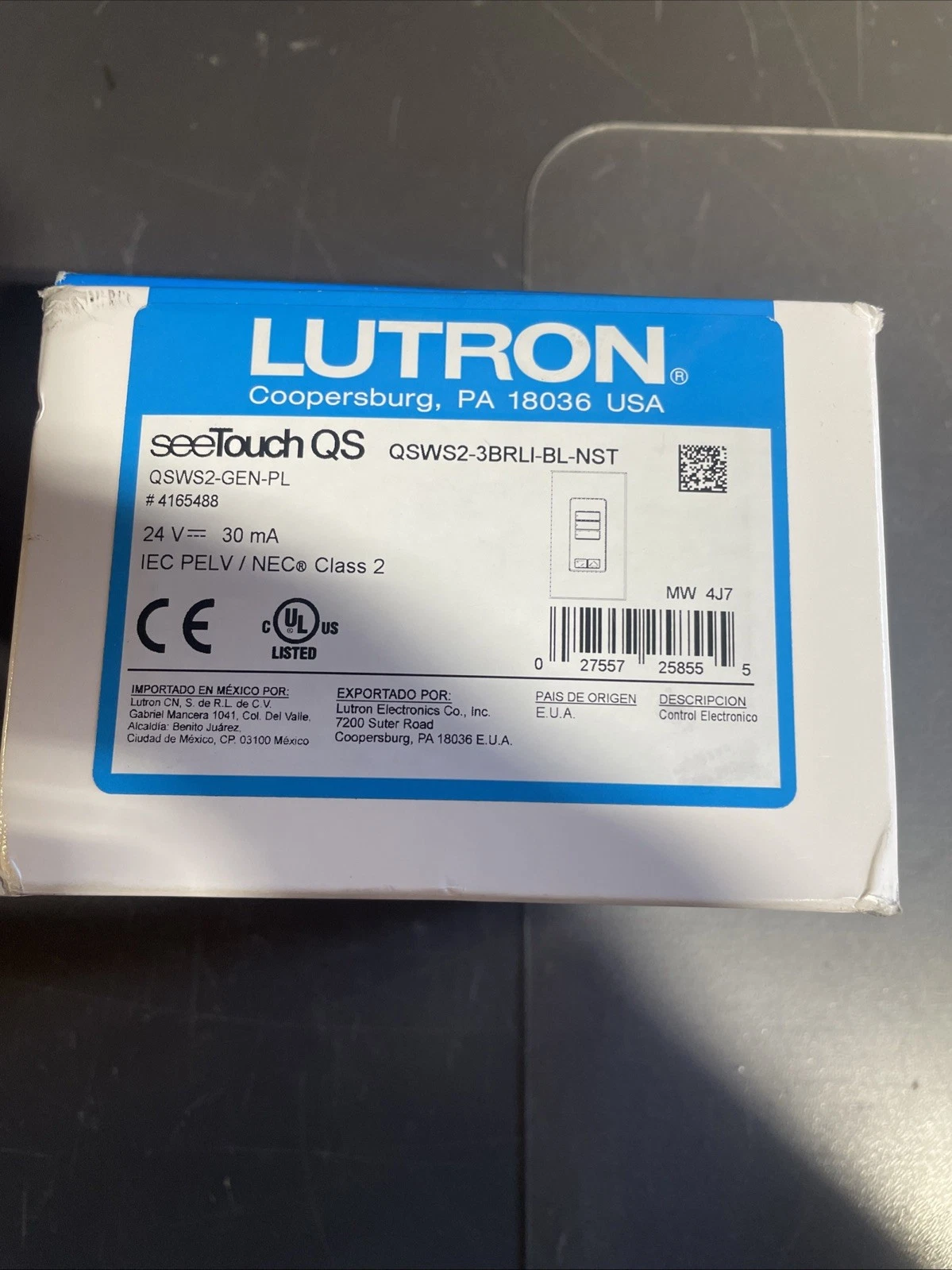Lutron seeTouch QS QSWS2-3BRLI-BL-NST