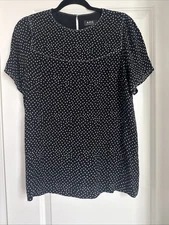 A.P.C. Rue Madame Paris Women's Black White Short Sleeve Blouse Size 38