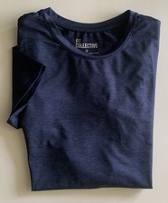 Fit Collective Crew Neck Stretch Activewear Tee Top Blue Heather Size S