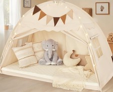 Twin Size Bed Tent Canopy, Kids Play Tent with Flags  Star Lights, Canopy on...