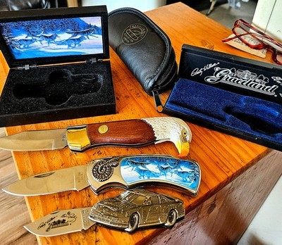 RUSTY WALLACE AND ELVIS PRESLEY KNIFE,WOLF PACK KNIFE EAGLE HEAD KNIFE 
