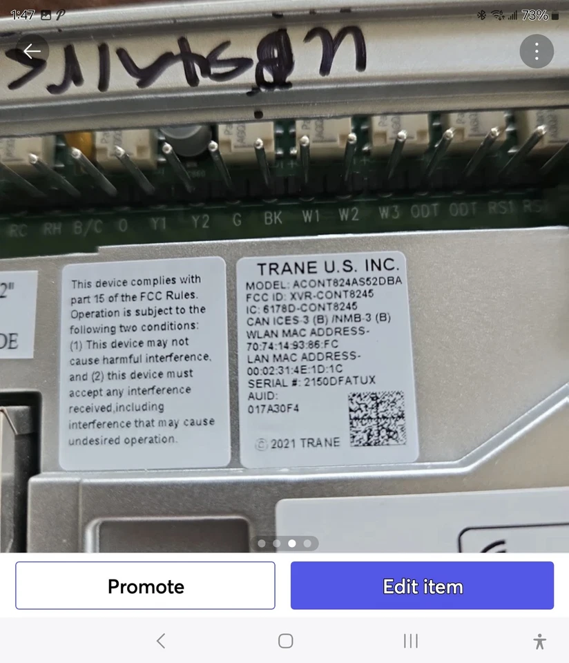 Termostato de calefacción y aire acondicionado American Standard Foto 3 de 4