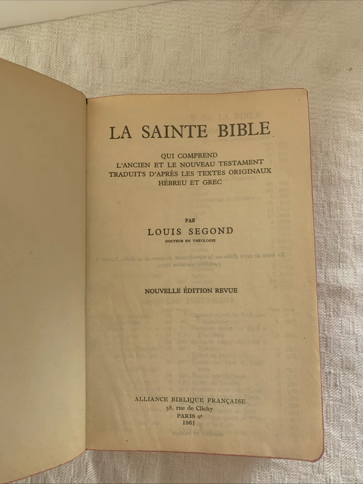 La Sainte Bible-Louis Segond- Alliance Biblique Française-1961 - Photo 4/4