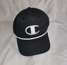 New Champion Adult Embroidered Baseball Hat in black. (A7)