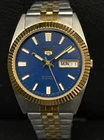 Vintage Seiko 5 Automatic Refurbished Bicolor 36mm Blue Dial Watch