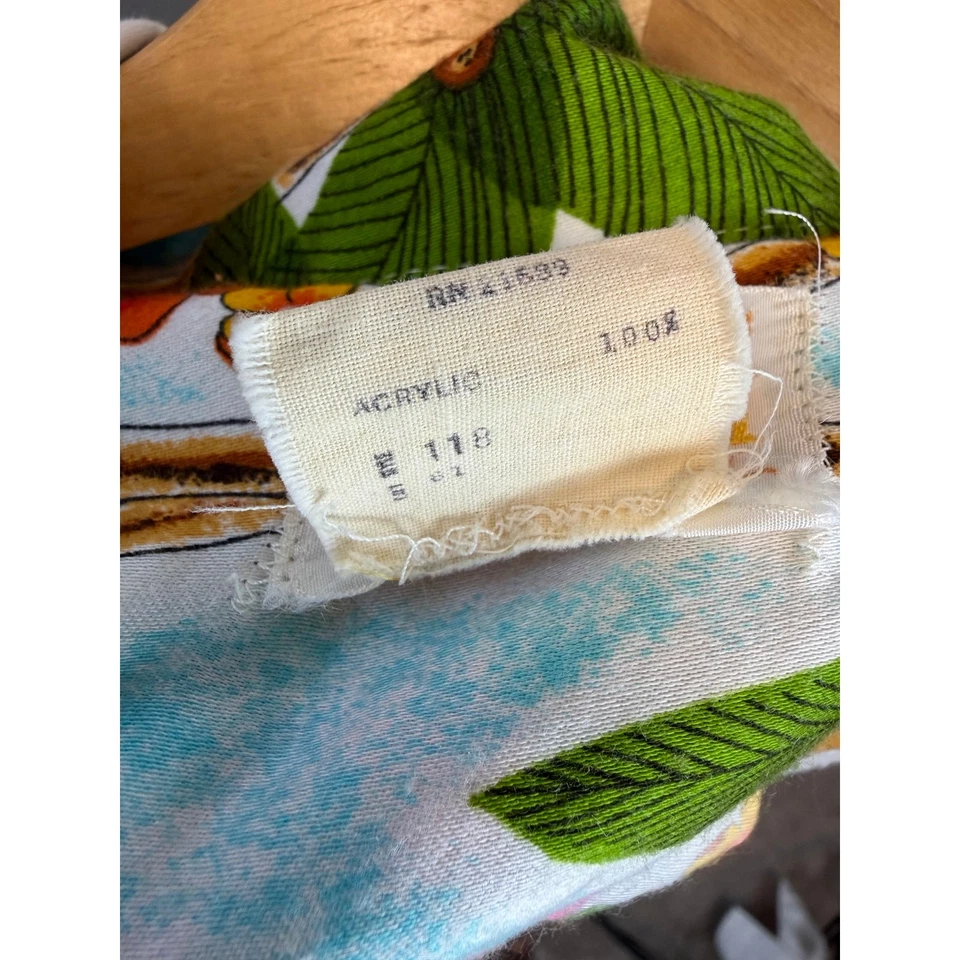 Vintage Iolani Hawaiian Shirt Mens Med Plumeria Hula Dancers Palm Fruit All Over - Image 4 of 4