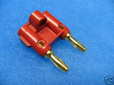 (1) RED Double Banana Plug, GOLD PLATED, (14-22 AWG)