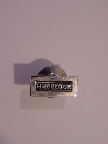 VINTAGE STERLING SILVER H&R BLOCK  TAX ACCOUNTING  LAPEL PIN - Afbeelding 1 van 2