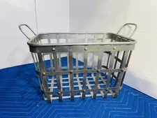 Vintage Rustic Farmhouse Square Basket Antique Metal Fruit Display Handle Bread