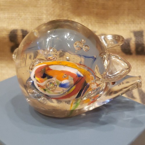Fermacarte maiale in vetro artistico vintage soffiato a mano muso lungo - Foto 6 di 10