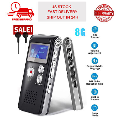 Digital Voice Recorder Dictaphone Audio Sound Recorder Mini Small Spy Lecture
