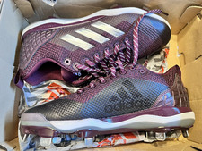NEW ADIDAS POWER ALLEY 5 Metal Cleats Maroon Silver Baseball Softball Mens 7.5