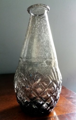 NEW Handcrafted Indian Artisan Moulded Brown Glass Vase Pineapple Base - Picture 4 of 5