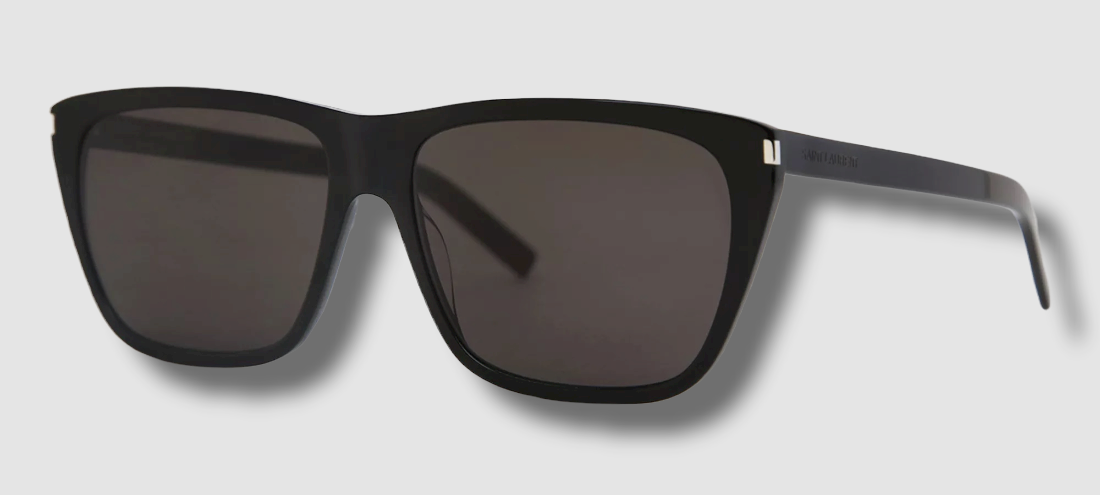 $420 Saint Laurent SL431 Slim 005 Occhiali da sole quadrati neri 57 15 145