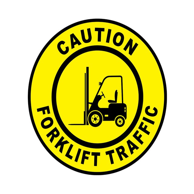 Floor Decals Caution Forklift Traffic Yellow AntiSlip Round Shape B
