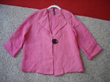 IC By Connie K USA Made Silk Linen Pink Shirt One Button Jacket Blouse Top Sz M