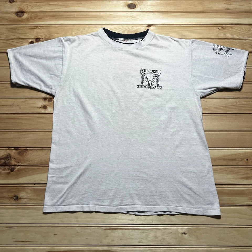 Винтажная футболка 1991 Cherokee Rally Bobs Precision Cycle Motorcycle Art размер большой - Изображение 3 из 4