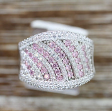 VINTAGE PINK CLEAR BRILLIANT STERLING SILVER 925 RING SZ 8.25 RETRO PRETTY