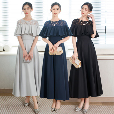 ladies evening dresses on ebay 2025 Women Party Dress Lady Summer Long Frocks Lace splicing Gowns magnoloa boutique