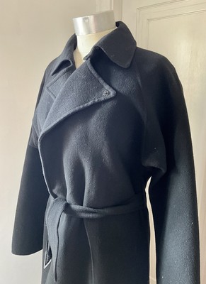 c.2000 Yohji Yamamoto Noir Black Wool/Cashmere Fleece Belted Coat 