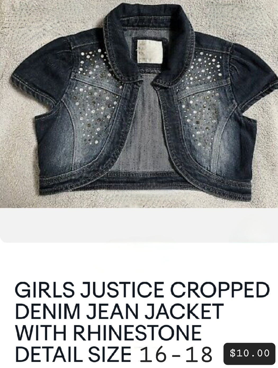 Justice Girls Rhinestone Detail Cropped 