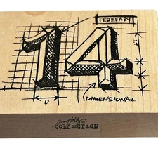 Tim Holtz Blueprint Valentines Day February 14 Wood Mount Rubber Stamp USA Made