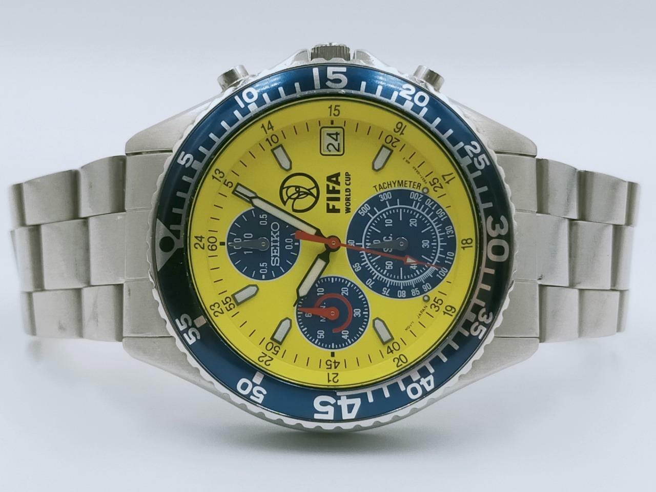 Auth SEIKO 2002 FIFA World Cup Yellow Dial V657-0AA0 Quartz Chronograph  Watch | eBay