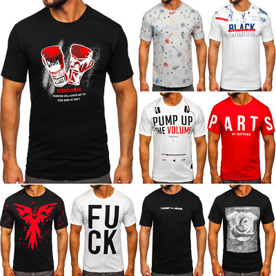 T-Shirt Tee Kurzarm Rundhals Sport Slim Fit Motiv Aufdruck Herren Mix BOLF Print