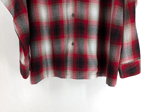 CALTOP Shirt Men's 3XL Red Plaid Flannel Open Pocket Long Sleeve Ombre USA - Picture 9 of 13