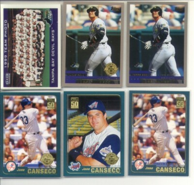 2000 FLEER GLOSSY SURFACE TIFFANY PARALLEL #104 JOSE CANSECO RAYS TEAM CARD